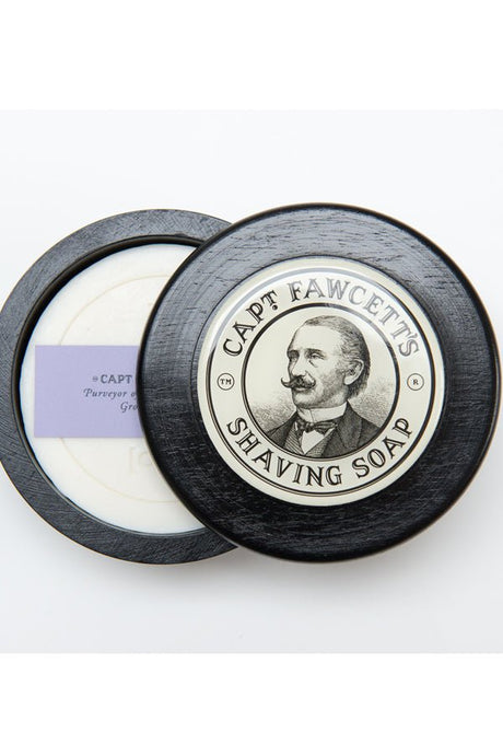 Captain Fawcett's scheerzeep in houten pot 100gr - Manandshaving - Captain Fawcett