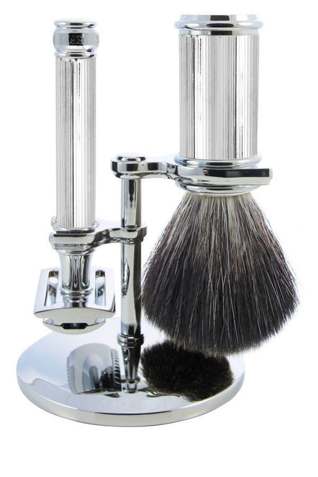 Edwin Jagger scheerset S21M89L11 - Synthetisch - Lijnen Chroom - Manandshaving - Edwin Jagger