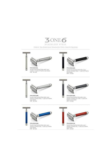 Edwin Jagger 3ONE6 double edge safety razor Black RVS - Manandshaving - Edwin Jagger 3ONE6