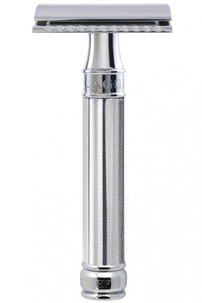 Edwin Jagger double edge safety razor Knurled Grip chroom - Manandshaving - Edwin Jagger