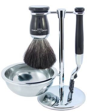 Edwin Jagger scheerset S21M726CRB-Synthetisch-Mach3-Zwart - Manandshaving - Edwin Jagger