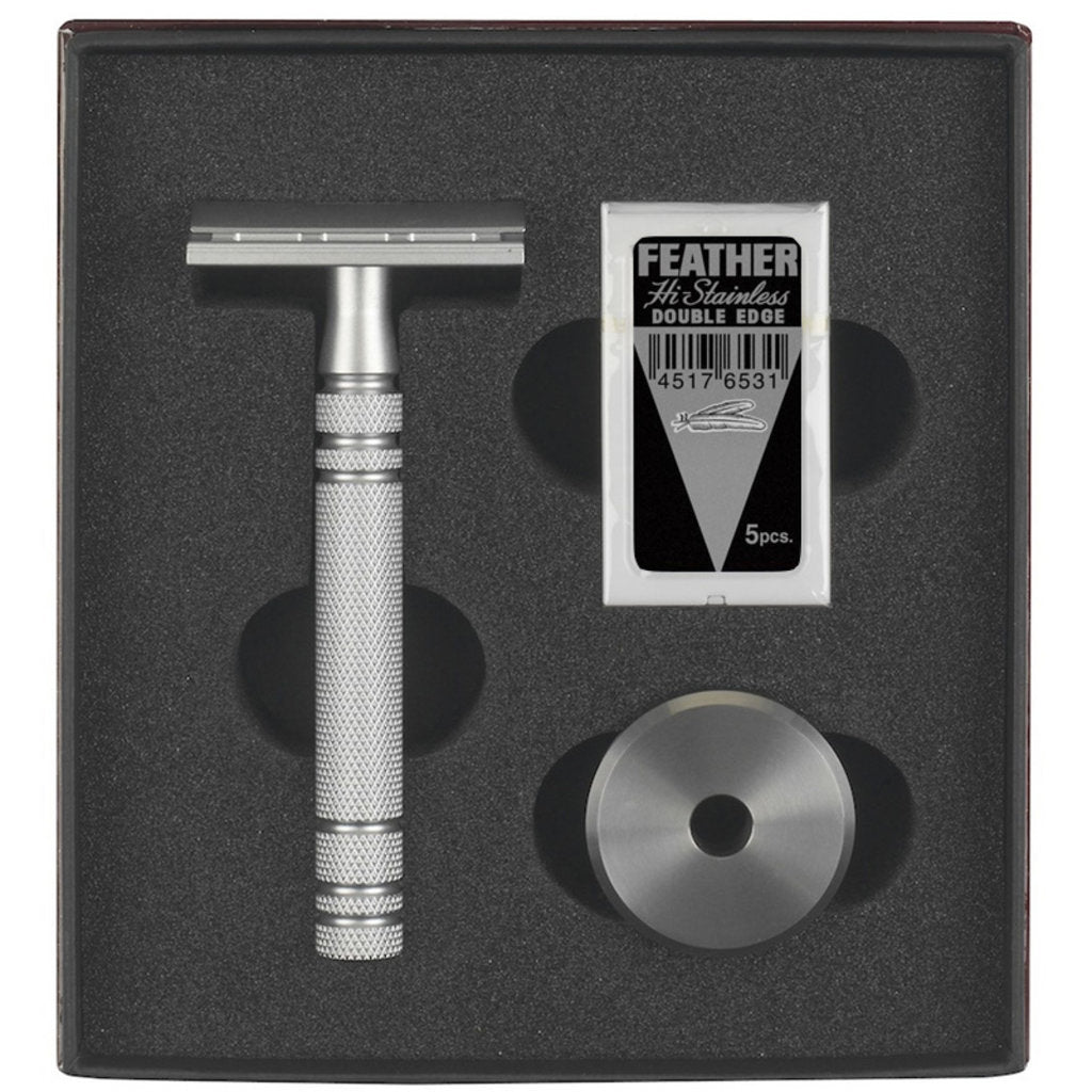 Feather All Stainless double edge safety razor + holder AS-D2S
