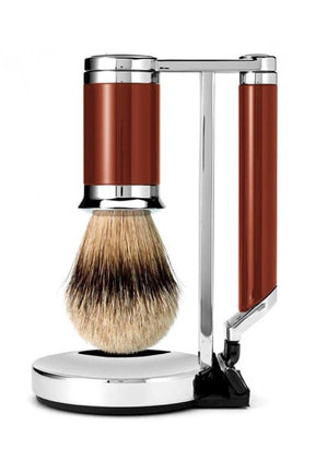 Hommage scheerset scheerkwast dashaar Mach3 Shanghai Red - Manandshaving - Manandshaving
