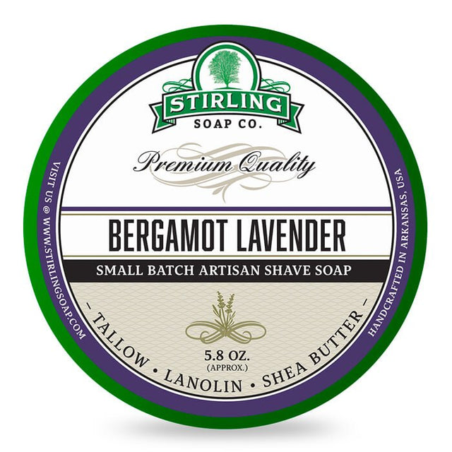 Stirling Soap Co. scheercrème Bergamot Lavender 165ml - Manandshaving - Stirling Soap Co.