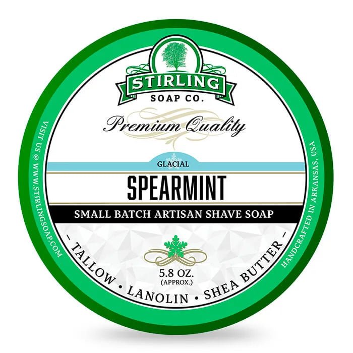 Stirling Soap Co. scheercrème Glacial Spearmint 165ml - Manandshaving - Stirling Soap Co.