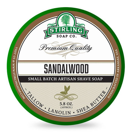 Stirling Soap Co. scheercrème Sandalwood 165ml - Manandshaving - Stirling Soap Co.